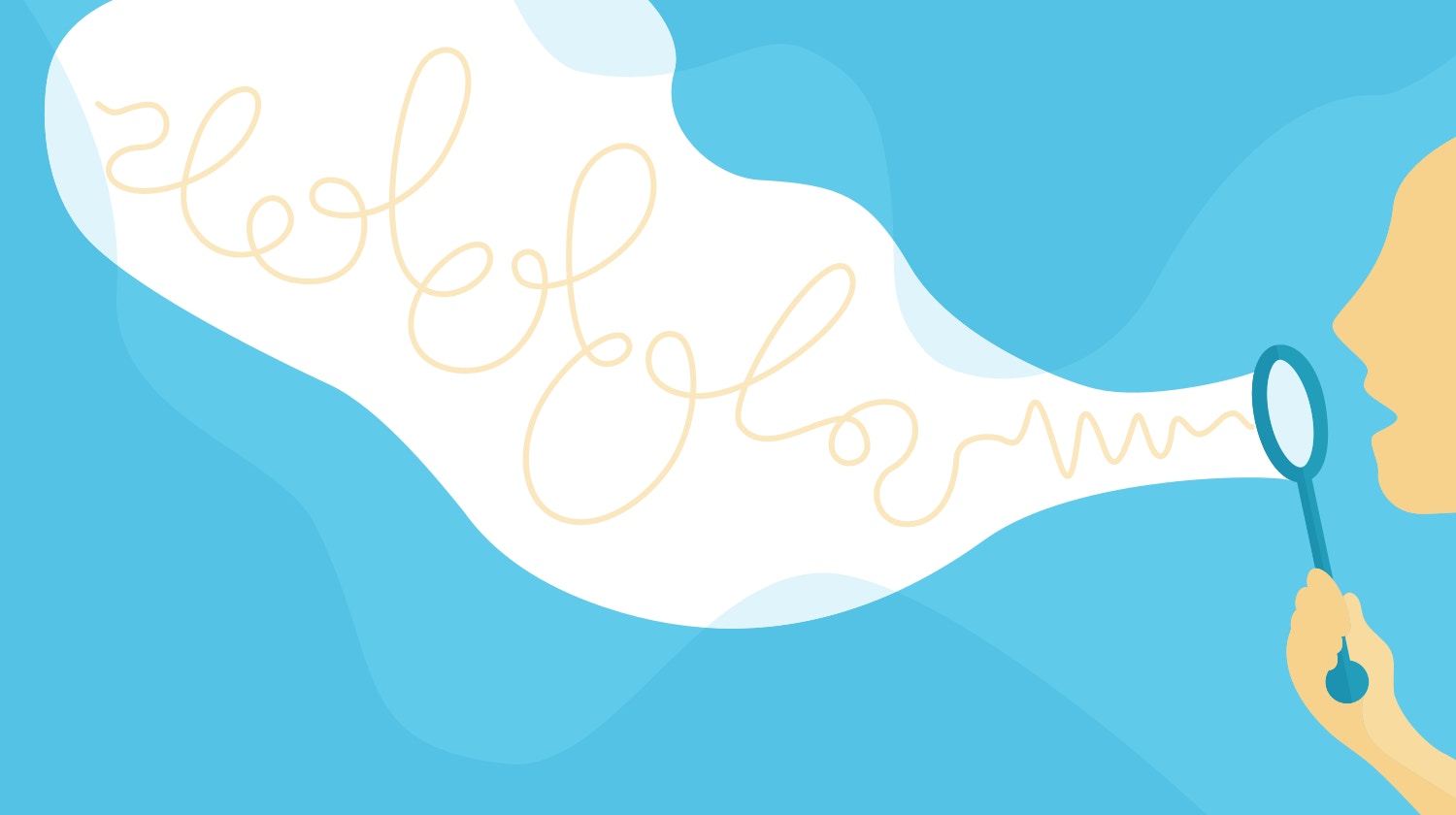 a cartoon of a person blowing bubbles