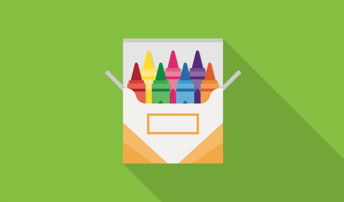 pack full of colorful crayons illustration