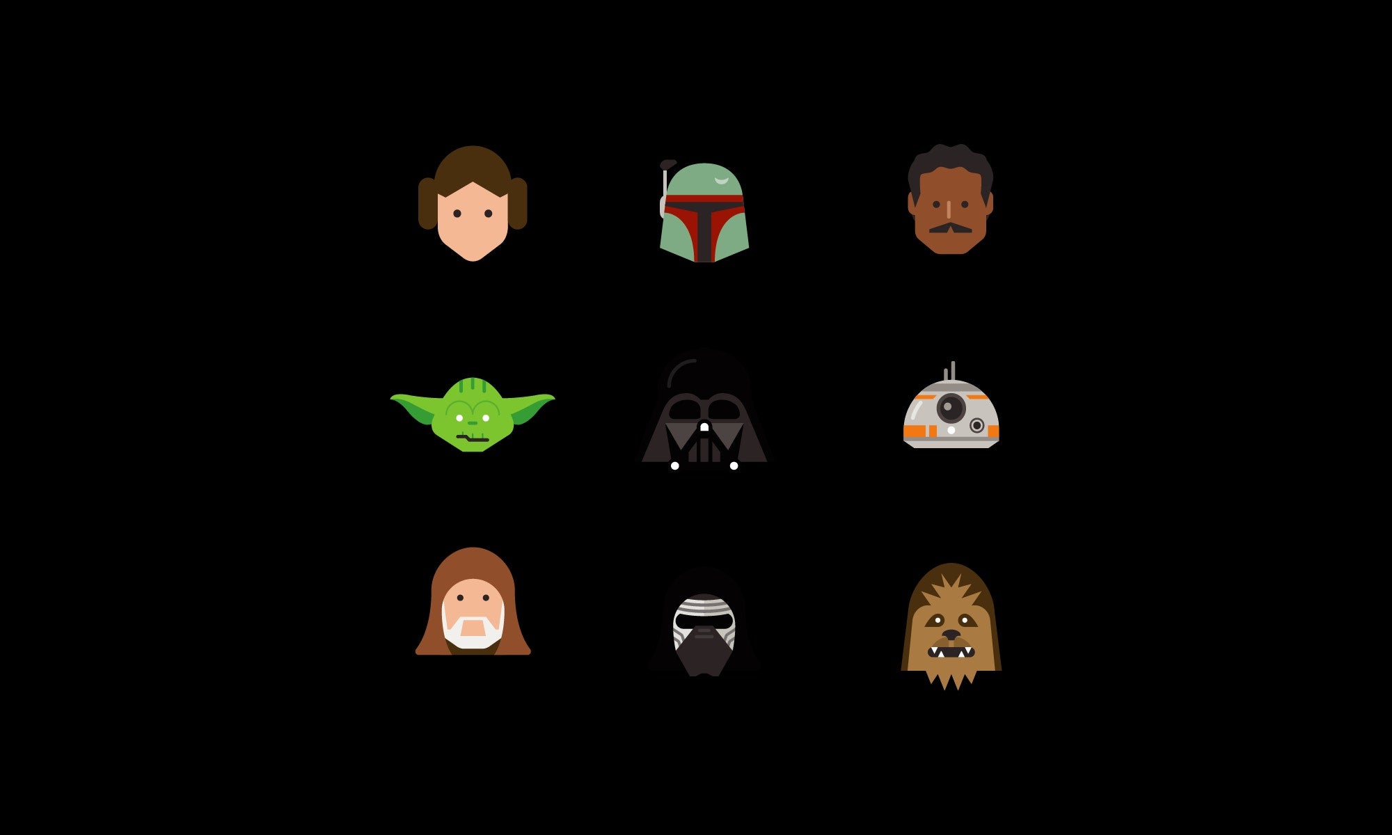 cartoon character headshots from star wars