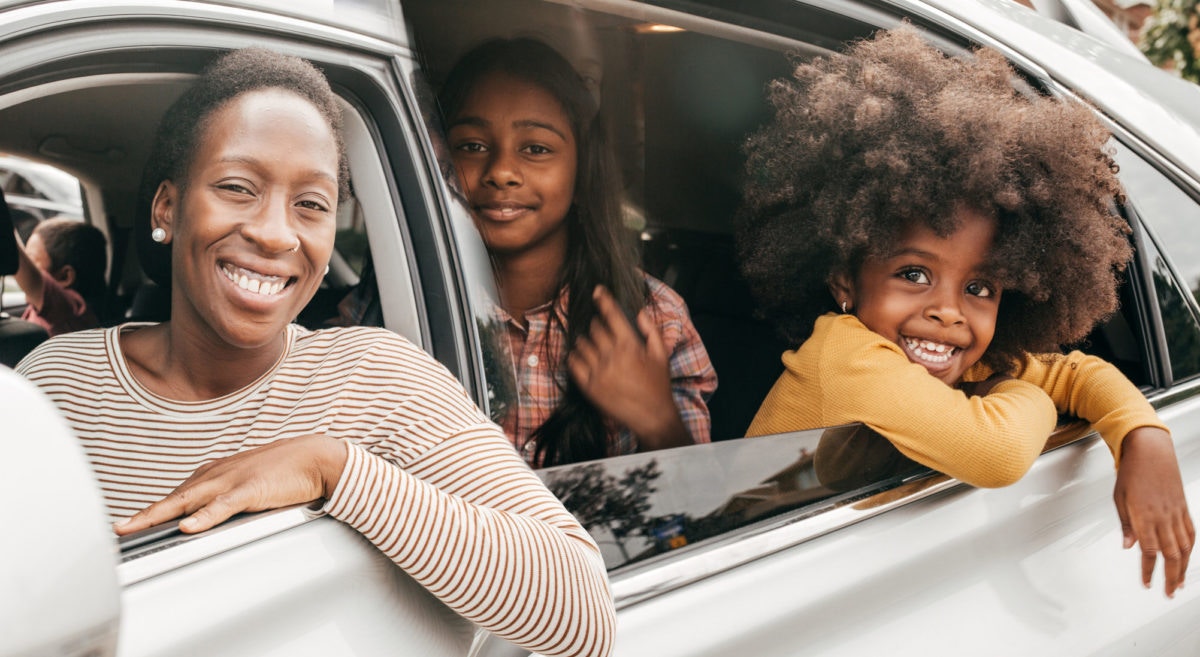 Friends travelling on  a car