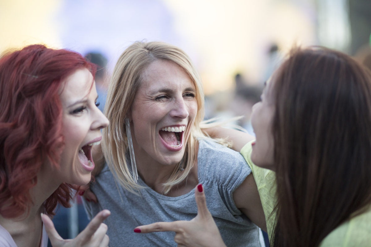 three beautiful ladies having fun