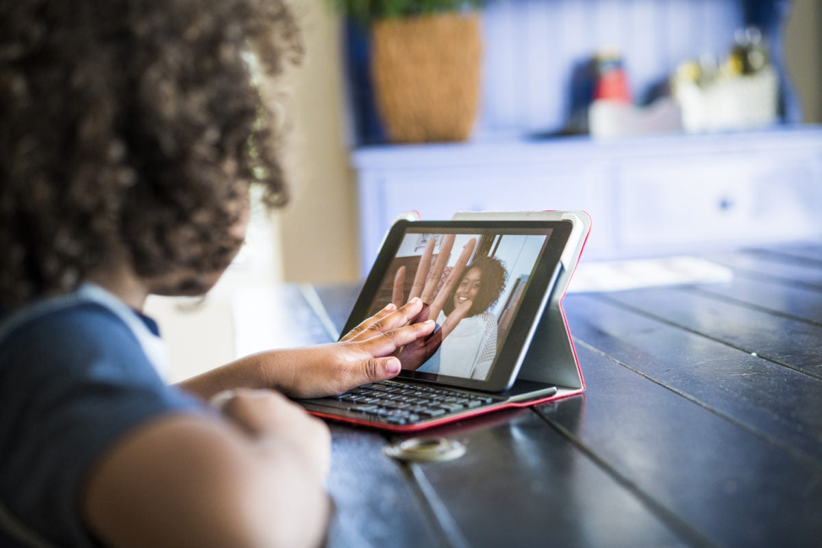 A child using tab